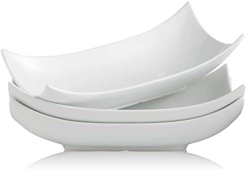 Gomakren Serving Platters Christmas Serving Bowls Set Turkey Serving Platter Porcelain Serving Dishes For Entertaining Special Curved Deep Large Thanksgiving Dishes Gifts Set of 3 White 12 Inch