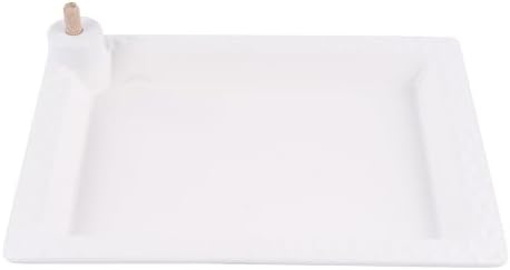 Glory Haus White Serving Tray – 12″ x 9″ Ceramic Rectangular Tray with Peg for Interchangeable Decorative Topper, Trays for Serving Food, Serving Platters and Trays, Serving Platter for Appetizers