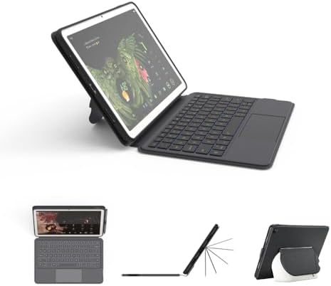EIP Magnetix Keyboard Case for Google Pixel Tablet 11 inch (2023), Adjustable Viewing Angle, Detachable, Easy Carry, Protective Cover Compatible with Speaker Dock, 7 Backlight Color, US Layout