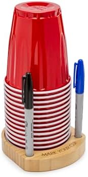 Party Cup Holder with Marker Slots | Wooden Cup Organizer | Mark Your Cup for Parties & Events | Hosting Essential by Truvalent
