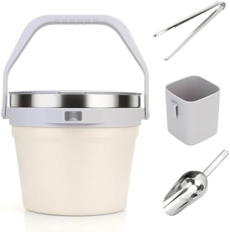 Double-Wall Vacuum Insulated Ice Bucket with Lid, Scoop & Tongs, 256 oz Capacity Stainless Steel Beverage Bucket for Champagne, Cocktails, Wine, Beer, and Large Party