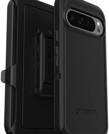 OtterBox Google Pixel 9 Pro XL Defender Series Case – Black, Rugged & Durable, with Port Protection, Includes Holster Clip Kickstand