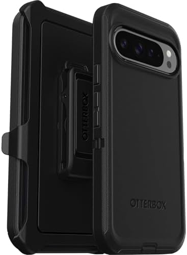 OtterBox Google Pixel 9 Pro XL Defender Series Case – Black, Rugged & Durable, with Port Protection, Includes Holster Clip Kickstand
