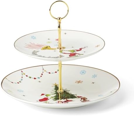 Lenox 897085 Merry Grinchmas Dinnerware 2-Tiered Server, Christmas & Holiday Hosting
