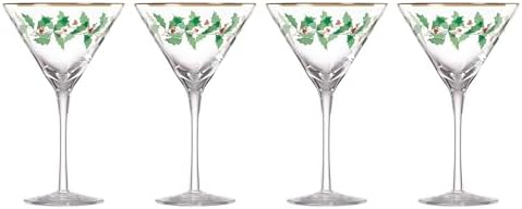 Lenox 893570 Holiday Decal 4-Piece Martini Glass Set, Christmas Dinnerware, Hosting