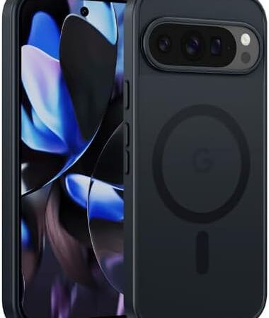 FNTCASE for Google Pixel 9 Case: Google Pixel 9 Pro Magnetic Matte Shockproof Rugged Translucent Phone Cover – Military Grade Drop Proof Sturdy Hard Slim Protective Cases (Black/6.3 Inch)