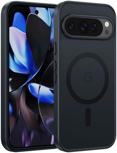 FNTCASE for Google Pixel 9 Case: Google Pixel 9 Pro Magnetic Matte Shockproof Rugged Translucent Phone Cover – Military Grade Drop Proof Sturdy Hard Slim Protective Cases (Black/6.3 Inch)