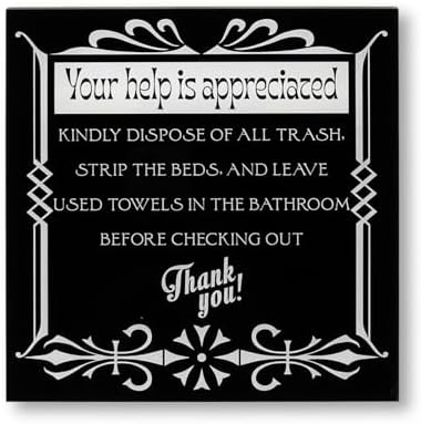 Acrylic 5×5 Airbnb Essentials for Hosts – "Kindly dispose of all trash, strip the beds, and leave used towels in the bathroom before checking out", Premium Airbnb Supplies, and Complete House Guest Essentials for a Perfect Hosting Experience