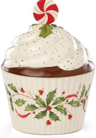 Lenox Hosting The Holidays Cupcake Candy Dish, 1.10 LB, Red & Green