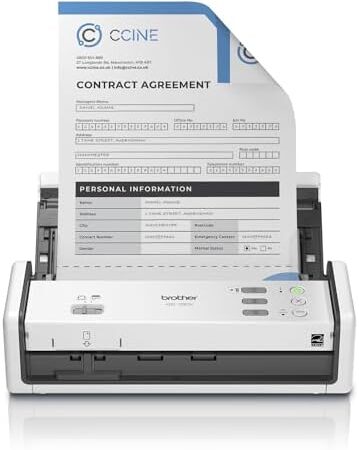 Brother ADS-1350W Wireless Compact Desktop Scanner | Scan Speeds of Up to 30ppm | Single Pass Double-Sided Scanning