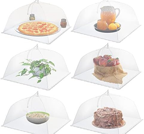Simply Genius (6 pack) Large and Tall 17×17 Pop-Up Mesh Food Covers Tent Umbrella for Outdoors, Screen Tents, Parties Picnics, BBQs, Reusable and Collapsible Food Tents