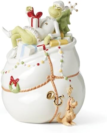 Lenox 894169 Merry Grinchmas Cookie Jar, Christmas & Holiday Hosting