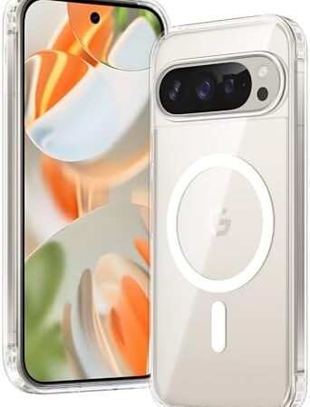 FNTCASE for Google Pixel 9 Case: Pixel 9 Pro Magnetic Non-Yellowing Clear Slim Case | Anti-Drop Shockproof Scratch Protective Thin Transparent Crystal Cell Phone Cover(Clear)