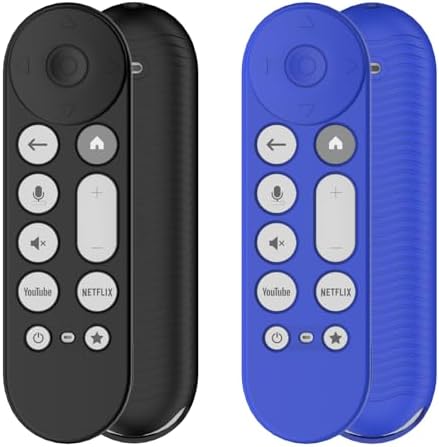 [2 Pack] AGENTNANO for Google TV Streamer 4K Silicone Remote Case Cover, Google TV Remote Control Protective Sleeve for Google TV Streamer 4K Controller with Lanyard|Anti Slip/Shock Proof(Black+Blue)