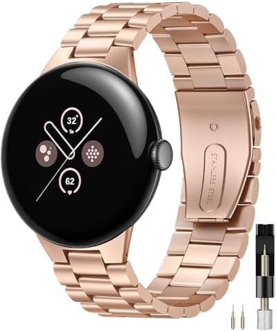 Miimall Metal Band Compatible for Google Pixel Watch 3 45mm 41mm Band, No Gap, Business Stainless Steel Adjustable Wristband Replacement Strap for Pixel Watch 3 41mm/Pixel Watch 2/Pixel Watch 1