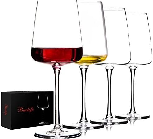 Hand Blown Red Wine Glasses Set of 4 – Premium Crystal Wine Glasses With Long Stem,19 oz – Unique Gift for Wedding,Birthday,Anniversary – Ideal for Restaurants,Home Bar