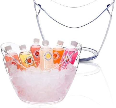 Pack of 2 Acrylic Ice Buckets – 4 Liter Large Beverage Tubs for Parties, Perfect Ice Containers for Party, Buckets for Drinks, Mimosa Bar Supplies, Brunch Decor, and Outdoor Events, and more.
