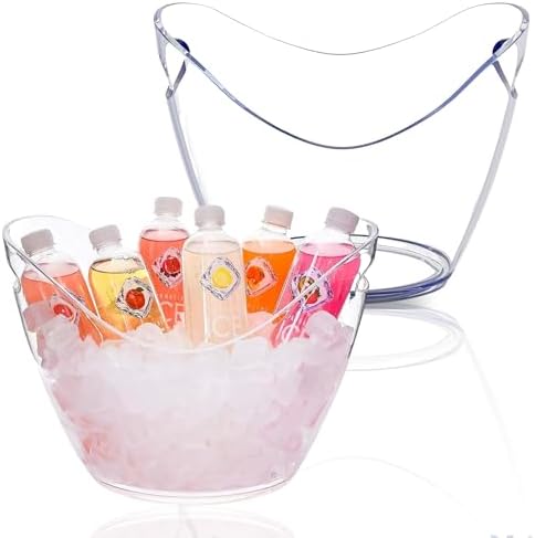 Pack of 2 Acrylic Ice Buckets – 4 Liter Large Beverage Tubs for Parties, Perfect Ice Containers for Party, Buckets for Drinks, Mimosa Bar Supplies, Brunch Decor, and Outdoor Events, and more.