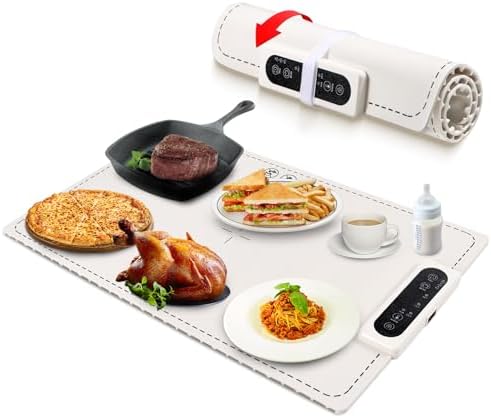 Food Warming Mat for Buffet, Electric Warming Tray to Keep Food Warm at Party, Rollable & Portable Food Warmer with 3 Temperature Fast Settings, Auto Shut-Off, Food Warmer for Gatherings, Parties