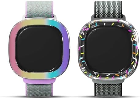 2-Pack for Fitbit Google Ace LTE Kids Smartwatch Edge Protector Case, Cute Funny Google Ace LTE Skin, Drop-Proof Hard Cover for Google Ace LTE Kids Smartwatch Accessories (Rainbow+Donut)