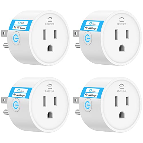EIGHTREE Smart Plug, Smart Plugs That Compatible with Alexa and Google Home, Compatible with SmartThings, Smart Outlet with WiFi Remote Control and Timer Function, 2.4GHz Wi-Fi Only, 4 Packs