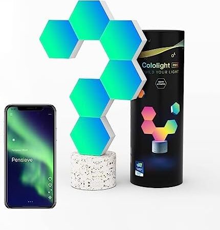 Cololight RGB Light for Gaming PC Setup, USB-Power Gaming Lights, Sync Music Hexagon Wall Lights with 70 Effects, Desk Gaming Accessories, Work with Alexa&Google 6pcs PRO