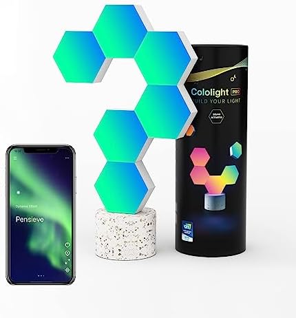 Cololight RGB Light for Gaming PC Setup, USB-Power Gaming Lights, Sync Music Hexagon Wall Lights with 70 Effects, Desk Gaming Accessories, Work with Alexa&Google 6pcs PRO