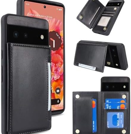 iCoverCase Compatible with Google Pixel 6 Case with Card Holder, Wallet Phone Case for Women Men [RFID Blocking] PU Leather Protective Wallet Case for Pixel 6 (Black)