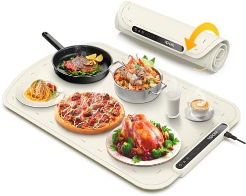 Food Warming Mat for Buffet, VEPOKA Electric Warming Tray to Keep Food Warm at Party, Silicone Heating Mat with 7 Temperature Levels& Auto Shut-Off, Food Warmers for Parties, Gatherings, Everyday Use
