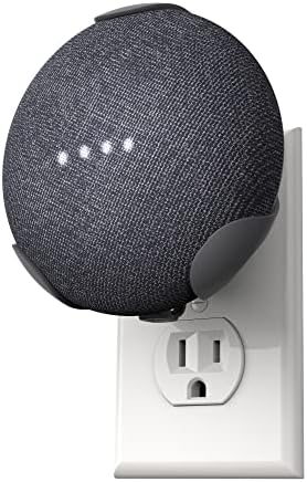 PowerClip Outlet Mount for Google Nest Mini (Charcoal), Speaker Wall Hub for 2nd Generation Google Nest Smart Home Devices, Space Saving, Uses One Outlet Only, Great for Mounting Google Mini Speaker