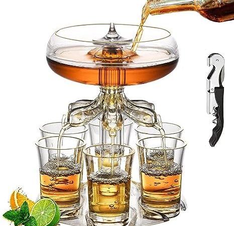 Shot Dispenser with 6 Shot Glasses, Shot Glass Dispenser,Upgraded Prestige Shot Dispenser,Drink Dispenser for Parties,Drinking Games, Bars, and Hosting