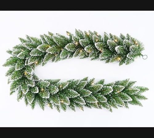 Christmas Garland Artificial Garlands Xmas Table Decorations Battery Operated Timer Lighted Christmas Decor for Fireplace Mantel, Outdoor Garland, Holiday Wall Stair Railing Decor (Green 6FT)