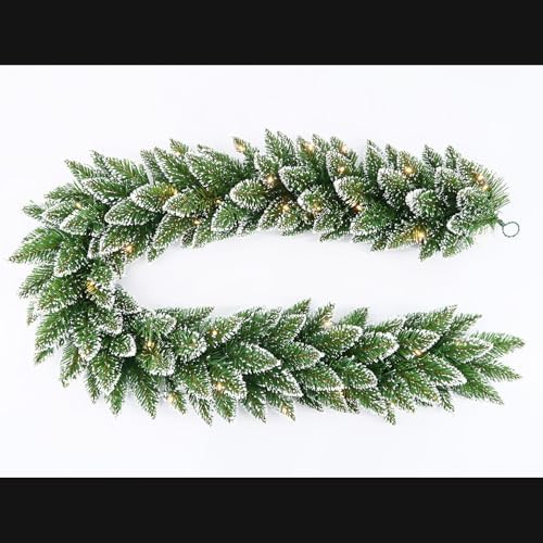 Christmas Garland Artificial Garlands Xmas Table Decorations Battery Operated Timer Lighted Christmas Decor for Fireplace Mantel, Outdoor Garland, Holiday Wall Stair Railing Decor (Green 6FT)