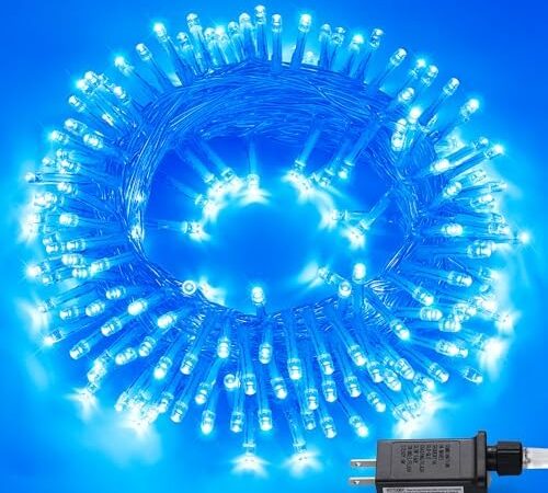 JMEXSUSS 150 LED Blue String Lights Indoor Outdoor Waterproof, Connectable 59 Ft Plug in String Lights, 8 Modes Blue Christmas Lights for Bedroom, Patio, Party, Holiday Decorations