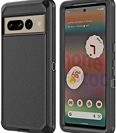 for Google Pixel 7 Pro 5G Case, Hard PC with Soft Silicone Edge Military Grade Drop Protection, Heavy Duty Full Body Rugged Shockproof Protection, 3 in 1 Bumper Cover for Pixel 7 Pro (Black)