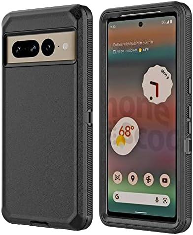 for Google Pixel 7 Pro 5G Case, Hard PC with Soft Silicone Edge Military Grade Drop Protection, Heavy Duty Full Body Rugged Shockproof Protection, 3 in 1 Bumper Cover for Pixel 7 Pro (Black)