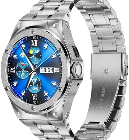 SUPLINK Stainless Steel Case and Bands Compatible with Google Pixel Watch 3 45mm Band Men Women, Rugged Metal Protective Case Adjustable Replacement Wristband for Google Watch 3 45mm (2024) – Silver