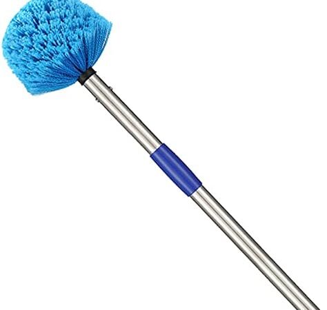 Cobweb Duster with Pole,4-feet Ceiling Fan Duster Medium Stiff Bristles for Indoor Outdoor Garage