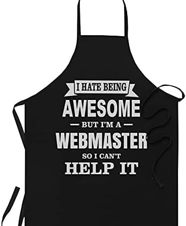 WEBMASTER Apron – Awesome Like WEBMASTER Workwear Gift Black Aprons Cooking – One size fits all for Men Women