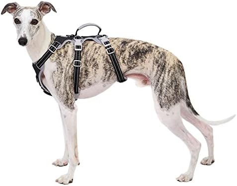 Escape Proof Harness, No Slip Dog Harness Escape Proof,Fully Reflective Harness with Handle, Breathable,Durable, Adjustable Vest for Medium Dogs Walking, Training, and Running Gear (Black,M)