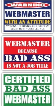 (x3) Certified Bad Ass Webmaster with an Attitude Magnets | Funny Occupation Job Career Gift Idea | Magents Perfect for Cars, Trucks, Toolboxes, Lockers, Fridges