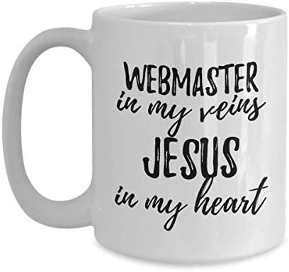 Funny Webmaster Mug In My Veins Jesus In My Heart Inspirational Christian Quote Coworker Gift Coffee Tea Cup Large 15 Oz