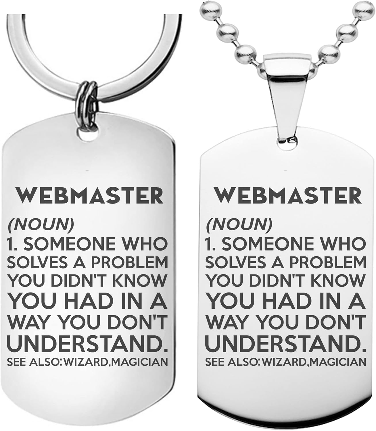 WEBMASTER Definition Meaning Keychain Necklace – Set of 2 Key chain Office Gift