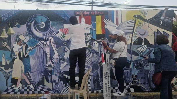 Mural del Jet Set: artistas plásticos pintan pieza en honor a víctimas